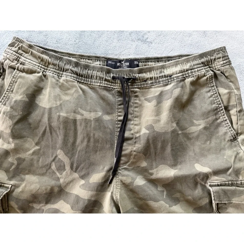Hollister Men's California Jogger Cargo Shorts Camo Green Stretch Size XXL